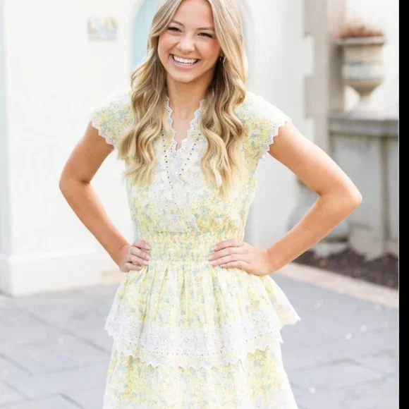 AEO Floral  With Embroidery Wrap Mini Dress - Picture 6 of 6